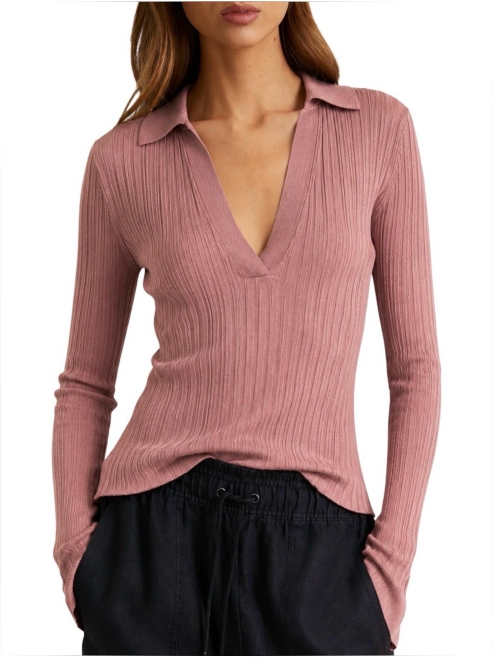 NWOT Song of Style Annikah Blush Silk Cotton Ribbed Sweater Size Small